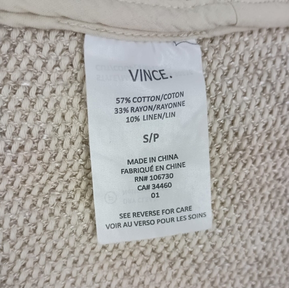 VINCE Tweed Effect Cotton Blend Jacket in Cream Size Small  $295 - Picture 8 of 8